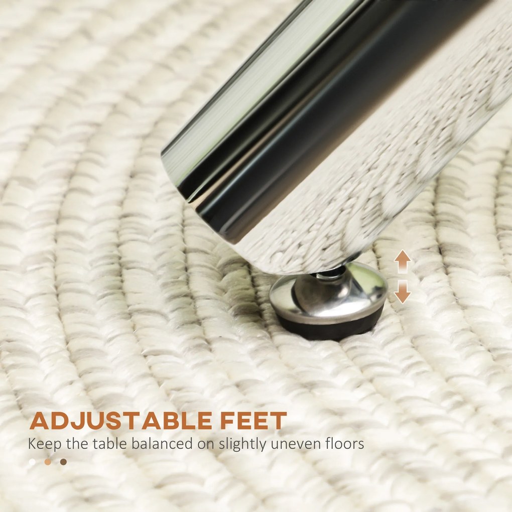 HOMCOM Stół jadalniany, okrągła płyta ze szkła hartowanego, bezramowy design, dla 2-4 osób, nogi ze stali, 80 x 80 x 74 cm