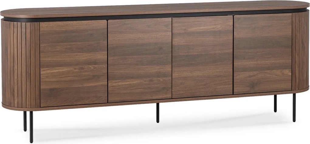 Owalna komoda z ryflowanymi wstawkami Beck 200 cm, orzech