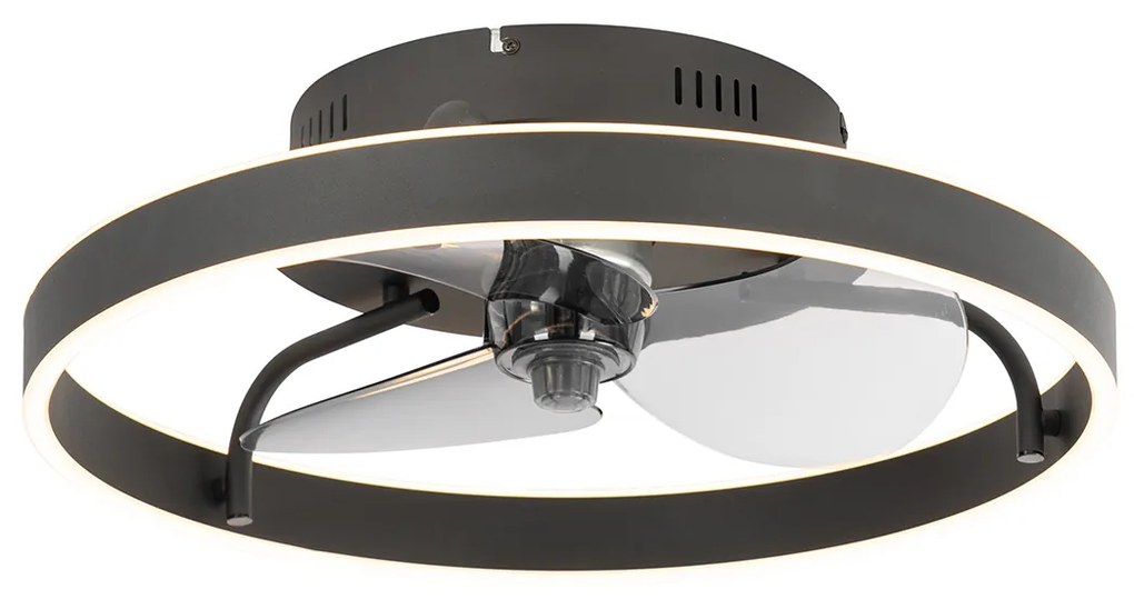 Czarny Wentylator sufitowy z lampą 50 cm z LED z możliwością ściemniania i pilotem - Maddy Nowoczesny Oswietlenie wewnetrzne