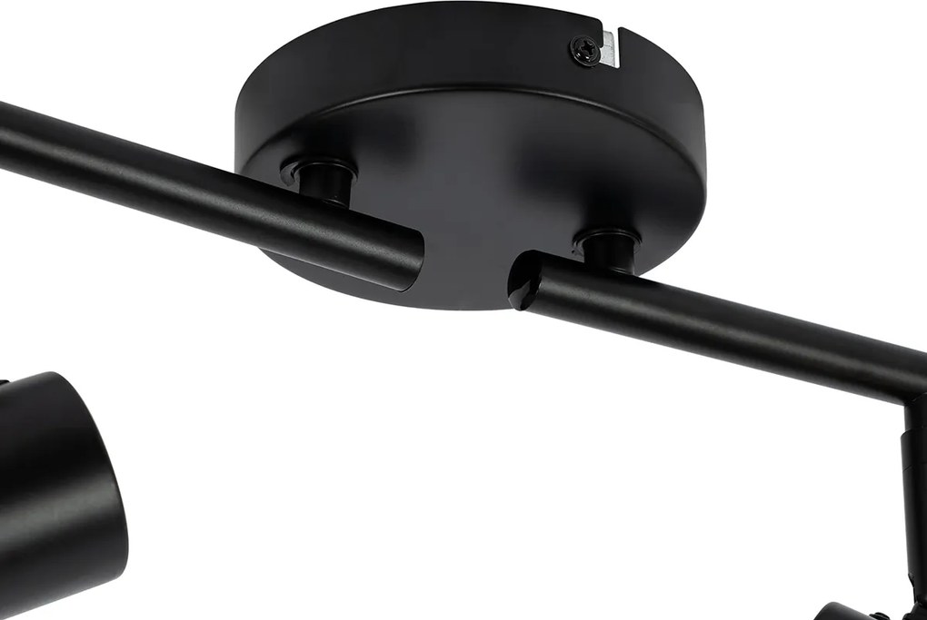 Plafon z reflektorami czarny z przydymionym szkłem 4-światła regulowane - Laura