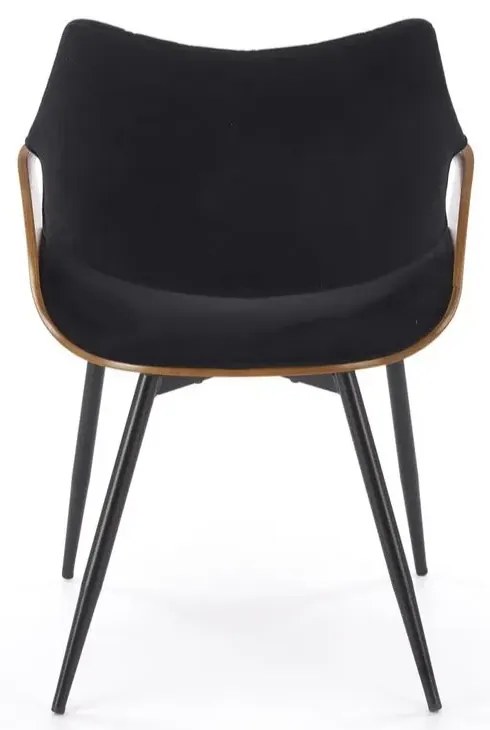Krzesło tapicerowane K586 VELVET czarne/orzech HALMAR
