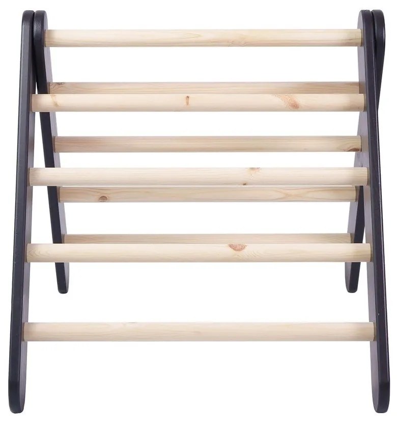 Czarna drabinka pikler z litego drewna sosnowego 60x60x60 cm Montessori – Meowbaby