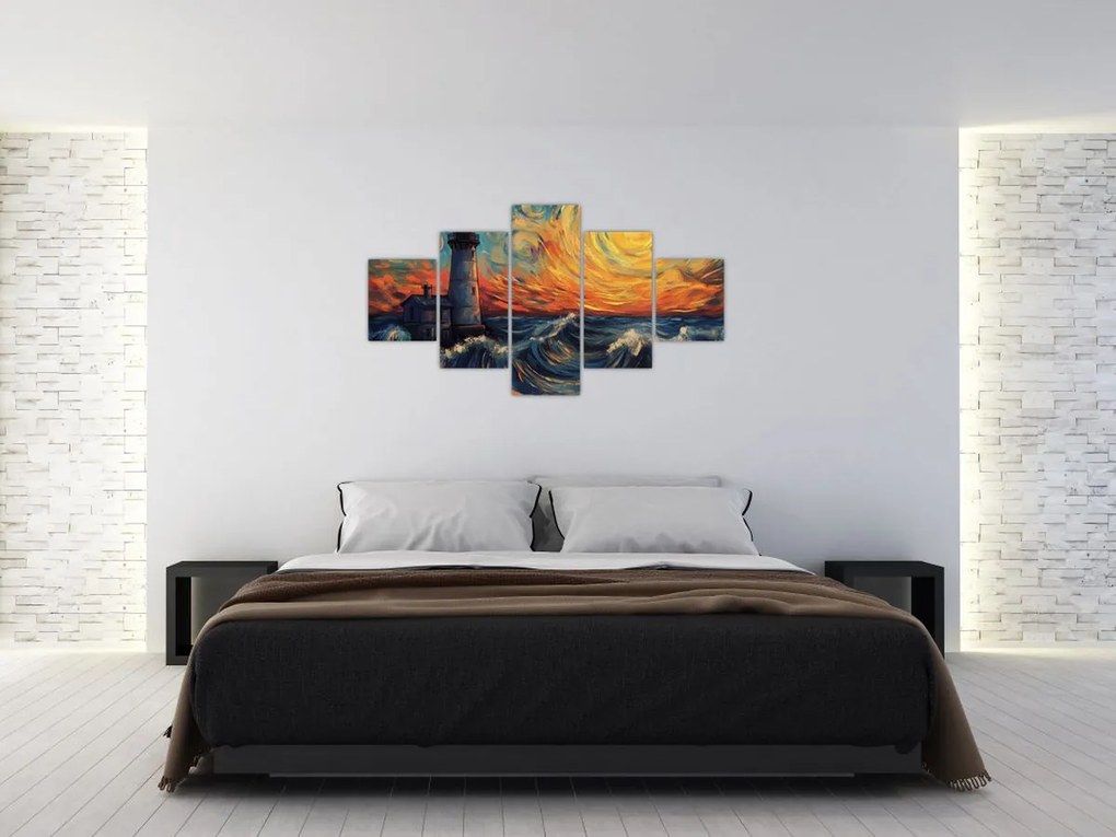 Obraz - Latarnia morska w falach (125x70 cm)