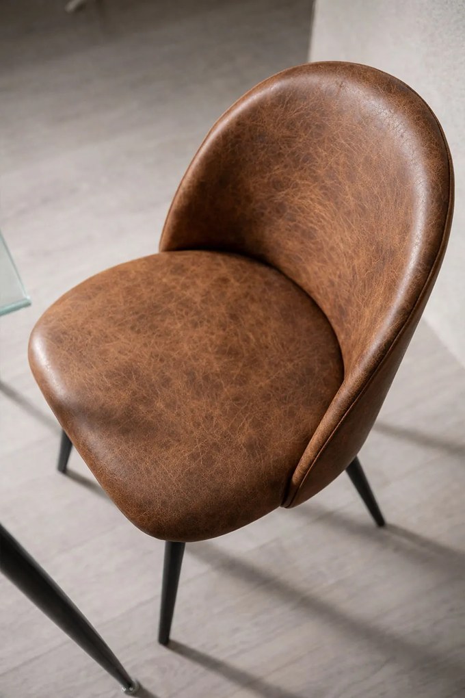 Czarne krzeso Teok w stylu vintage ze sztucznej skóry