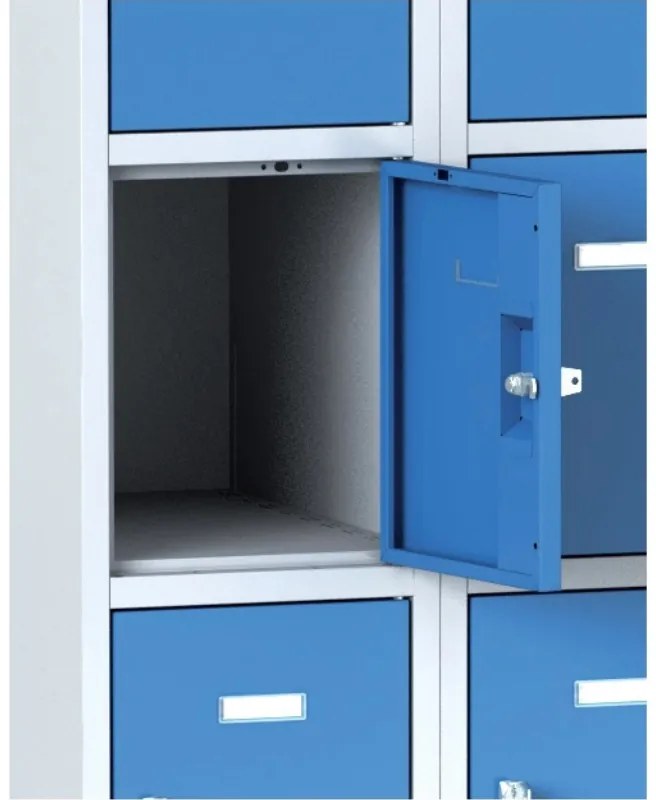 Szafka skrytkowa S6, 15 schowków, 1800 x 900 x 500 mm, zamek obrotowy, drzwi ciemnoszare