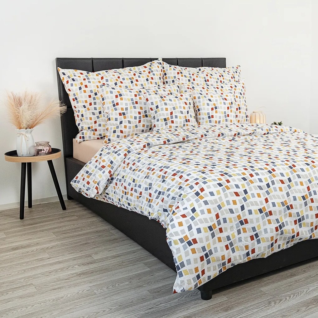 Kvalitex Pościel krepa Mozaika, 140 x 220 cm, 70 x90 cm, 140 x 220 cm, 70 x 90 cm
