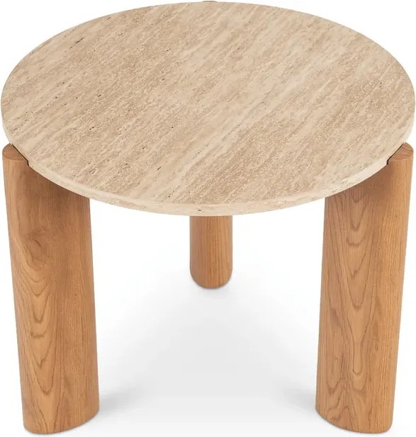 Stolik Kawowy TRAVERTINO 60 cm Trawertyn/Dąb Nowoczesny