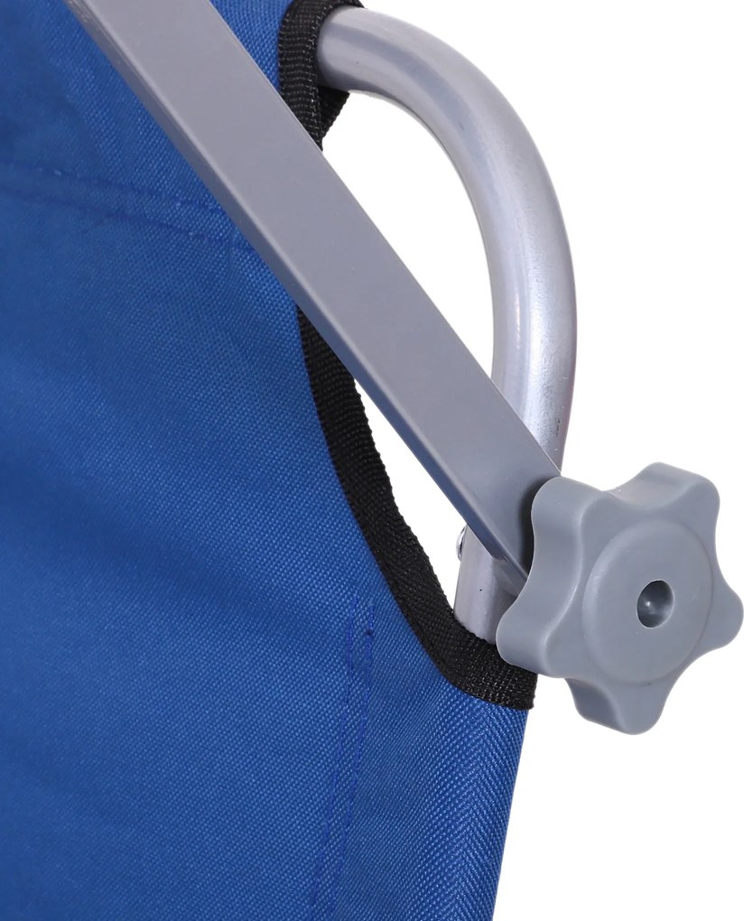 Outsunny Leżak ogrodowy składany z daszkiem przeciwsłonecznym do relaksu niebieski 187x58x36 cm | Aosom PL