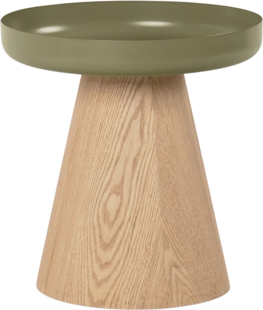 Stolik kawowy okrągły Tresel 40 cm do salonu - naturalny / zielony