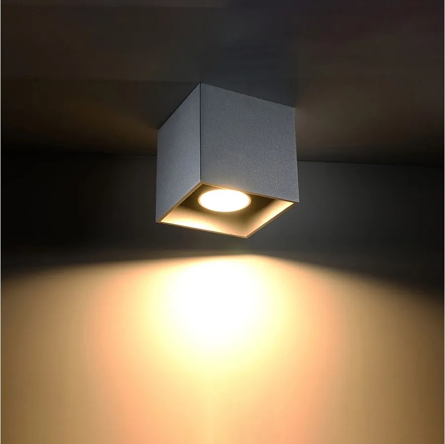 Plafony nowoczesny Quadx, aluminium - 1 źródło światła 3000K - L.10 x H.10 cm - szary
