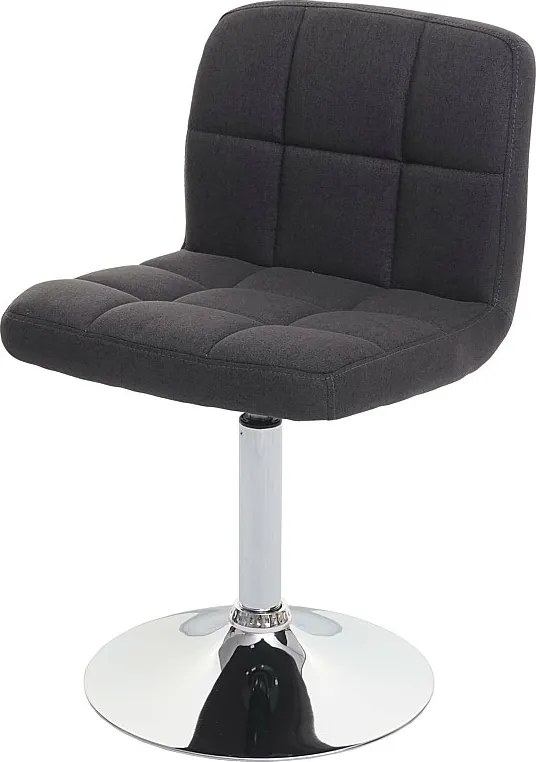 Obrotowe krzesło do jadalni Cadiz,  tkanina/tekstylia ciemnoszare, podstawa chromowana