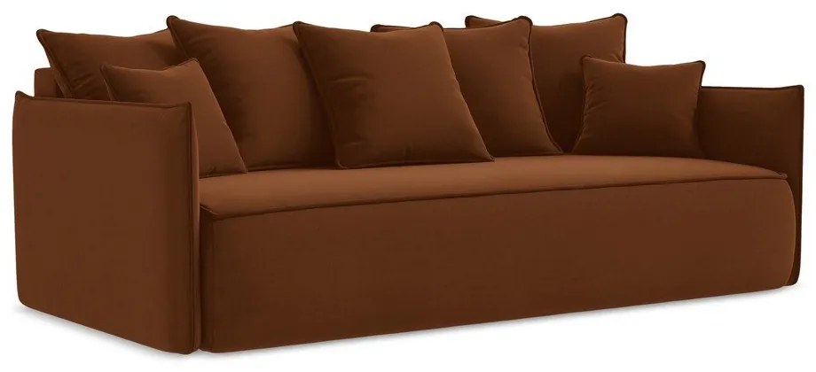 Aksamitna rozkładana/ze schowkiem sofa w kolorze terakoty 225 cm Hula – Makamii