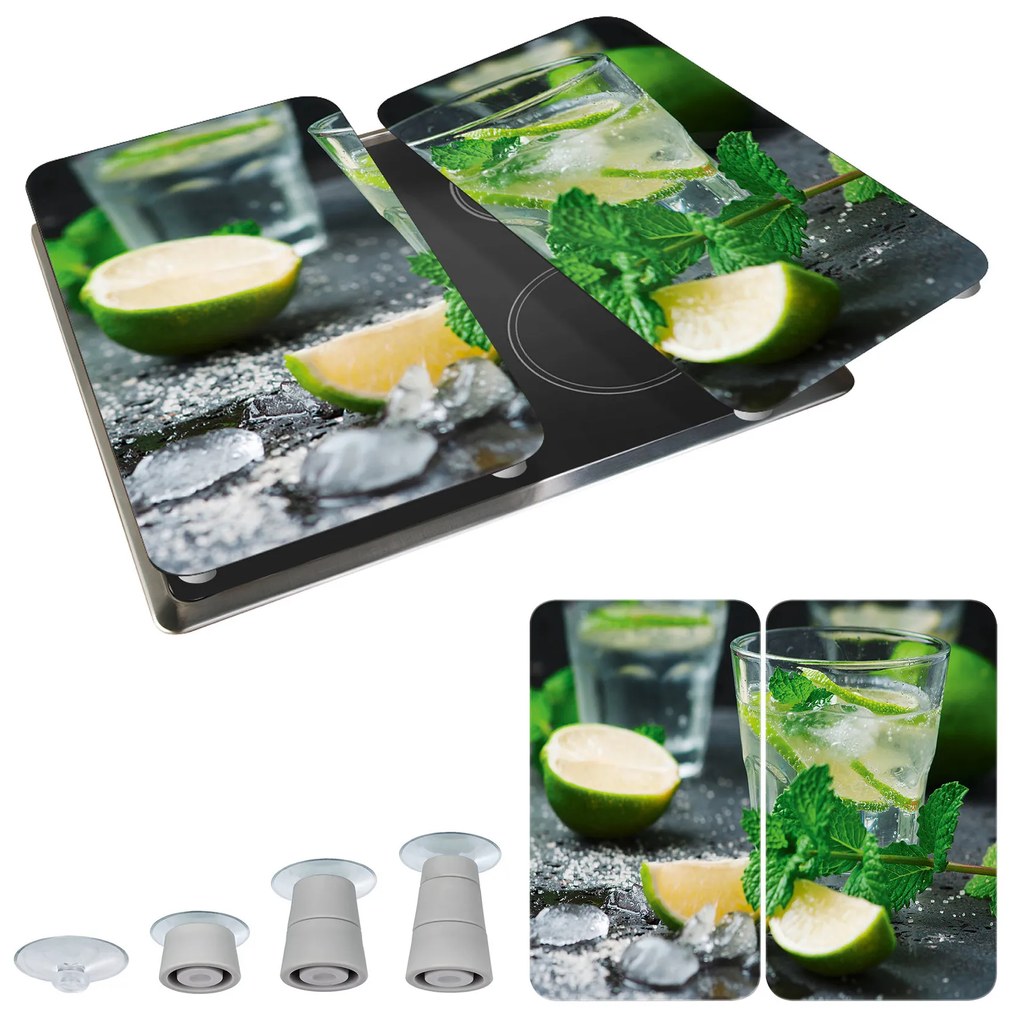 Szklane płyty ochronne MOJITO na kuchenkę – 2 sztuki, WENKO
