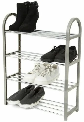 Compactor Czteropiętrowy stojak na buty na 12 par Poly, 49,5 x 18,4 x 65 cm