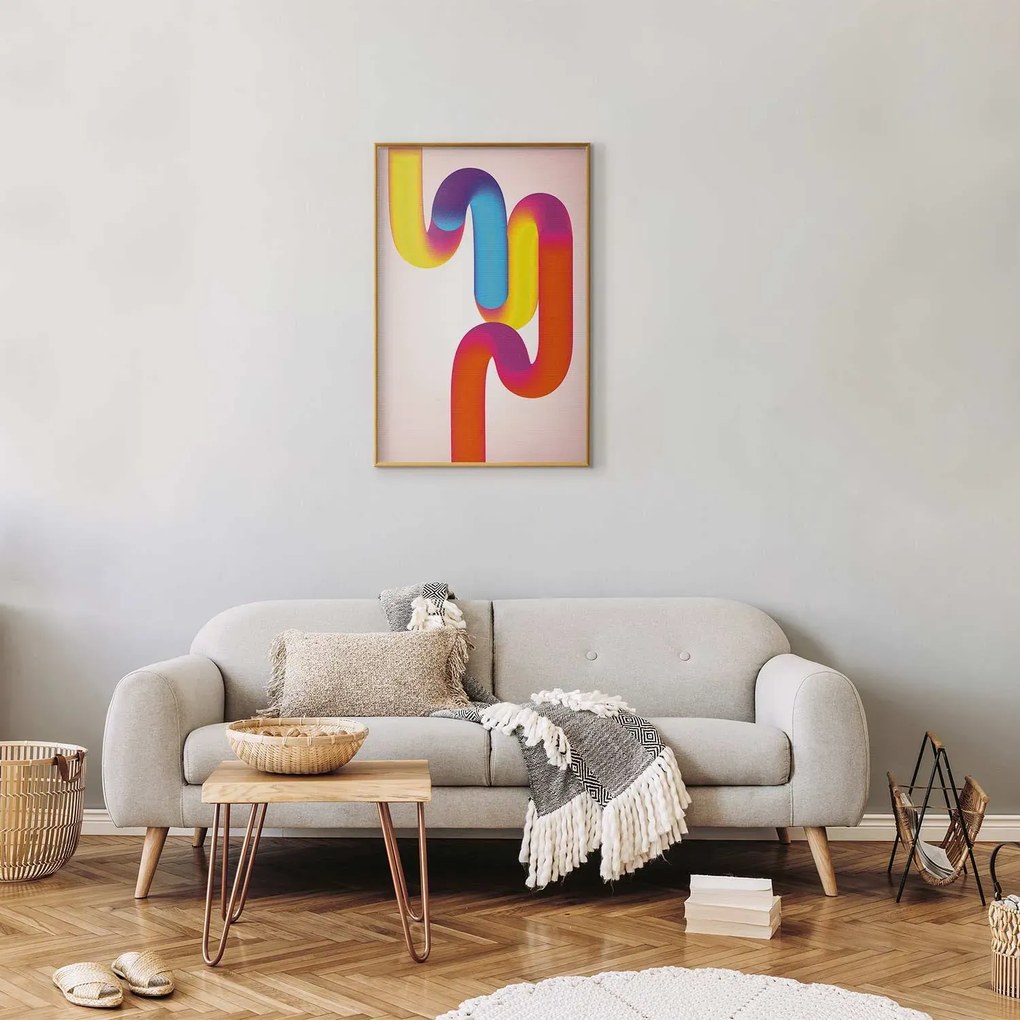 Plakat Tęczowe Rurki 40x60 cm z ramą złotą bez marginesu ARTGEIST B