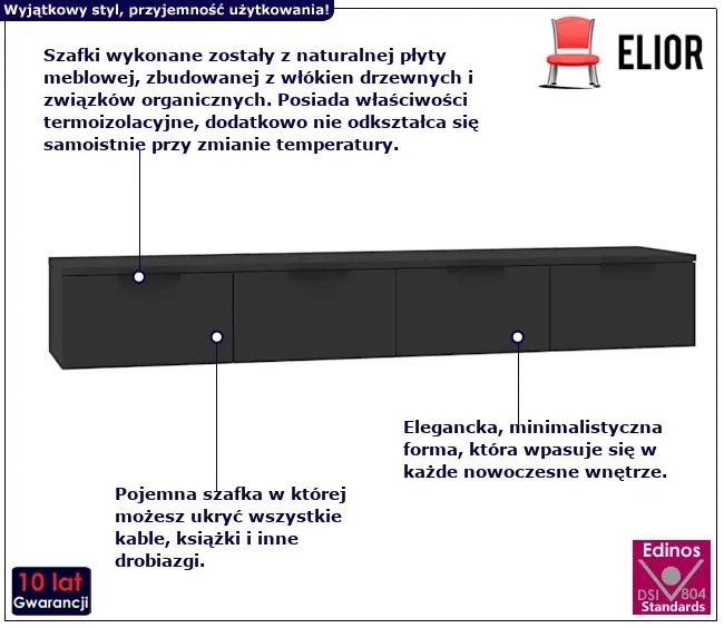 Dwie szafki ścienne pod TV czarne S3-R01