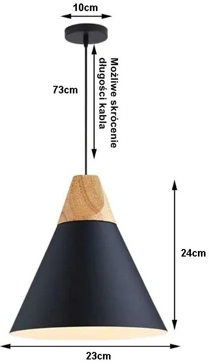 Lampa sufitowa metalowa klosz lite drewno wisząca AT8-1SZ-Black