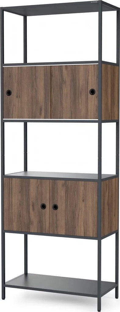 Regał biurowy metalowy z szafkami Eco Design Ariel, 80x40x220 cm, orzech/antracyt