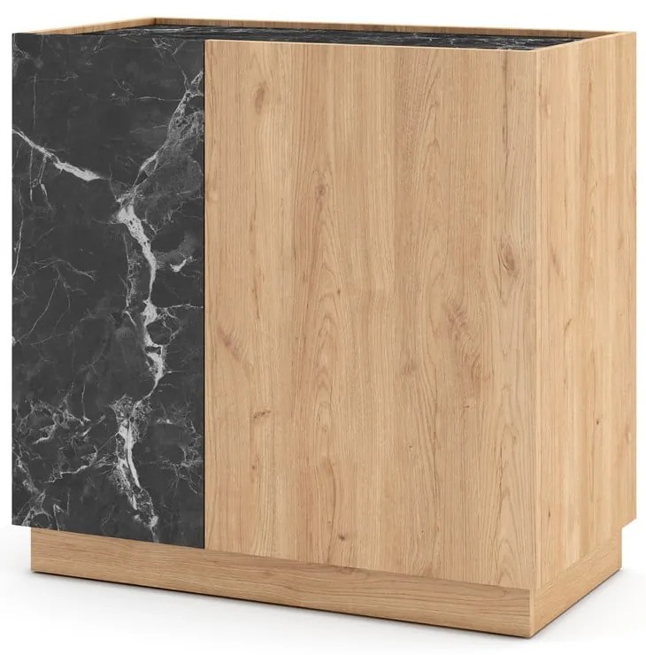 Czarno-naturalna szafka w dekorze dębu 80x79 cm Dione – Marckeric