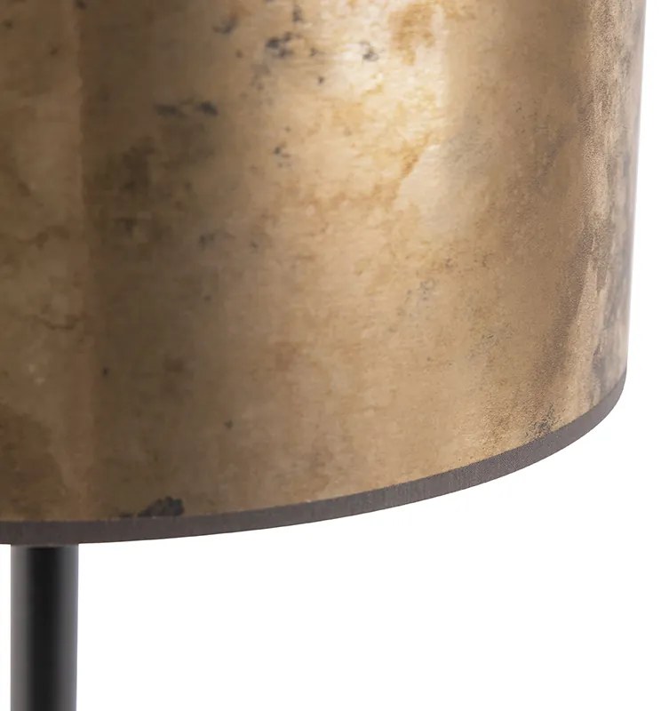 Lampa stołowa art deco czarna z abażurem w kolorze starego brązu 35 cm - Simplo ArtDeco Oswietlenie wewnetrzne