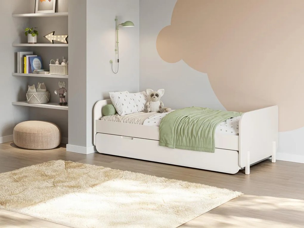 Łóżko wysuwane 2 x 90 x 190 cm - MDF i drewno sosnowe - Naturalny i beżowy - TALUDO