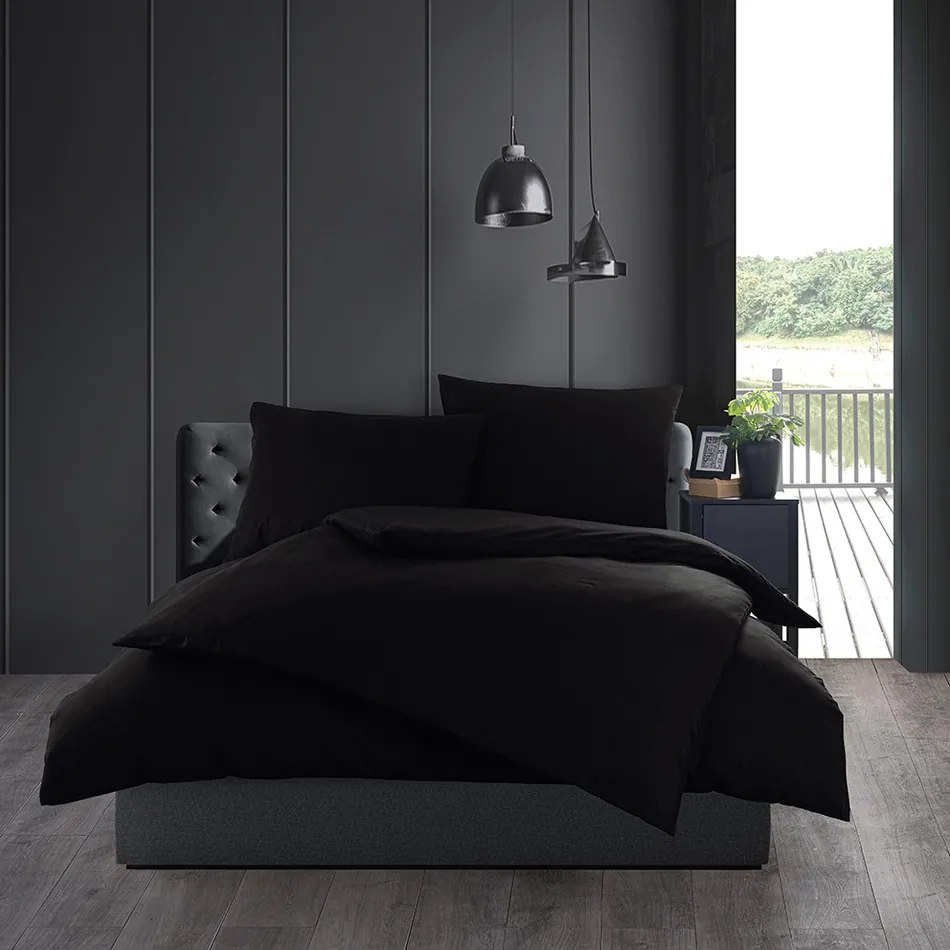 Pościel bawełniana Color czarny 140 x 200 cm, 70 x 90 cm