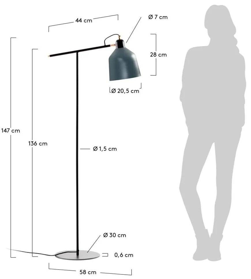 Morska lampa stojąca z metalowym kloszem (wysokość 147 cm) Olimpia – Kave Home