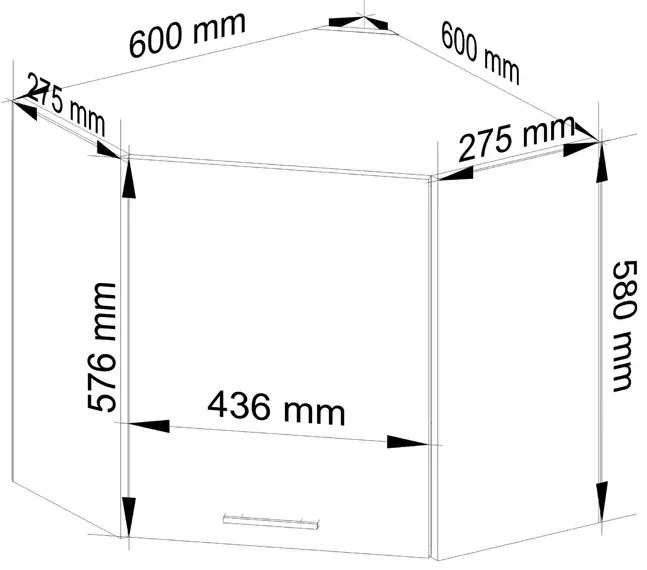 Szara minimalistyczna narożna szafka kuchenna Azon 3X