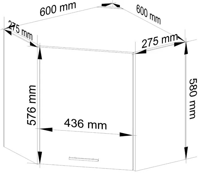 Szara minimalistyczna narożna szafka kuchenna - Vivienne 6X