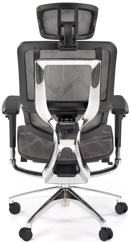 Ergonomiczny obrotowy szary fotel regulowany z zagłówkiem do 150 kg - Tipo
