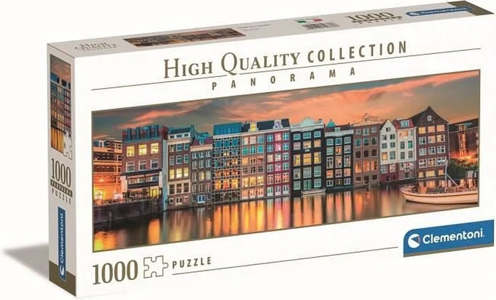 Puzzle Panorama Clementoni Amsterdam 1000 elementów, 98x33 cm, poziomy, wielokolorowy dla dorosłych