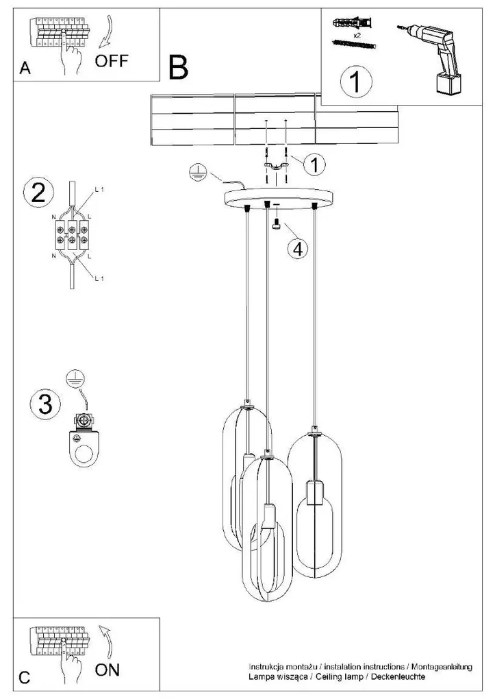 Lampa wisząca NICUS 3P biała SOLLUX  LIGHTING