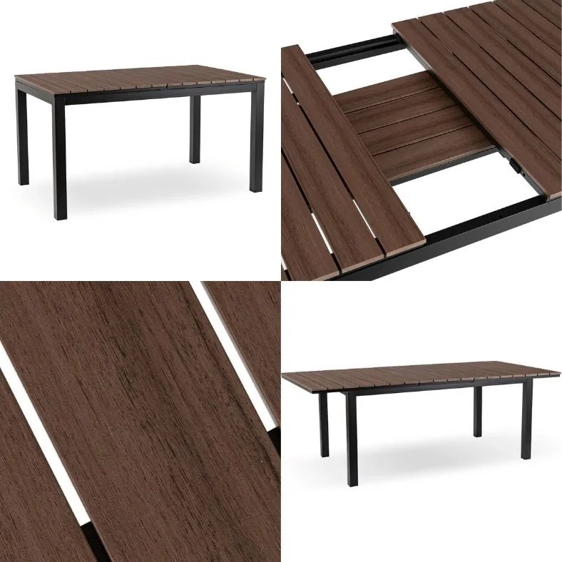 Zestaw mebli ogrodowych dla 8 osób Castello 76 z rozkładanym stołem 160-260 cm, orzech/czarny
