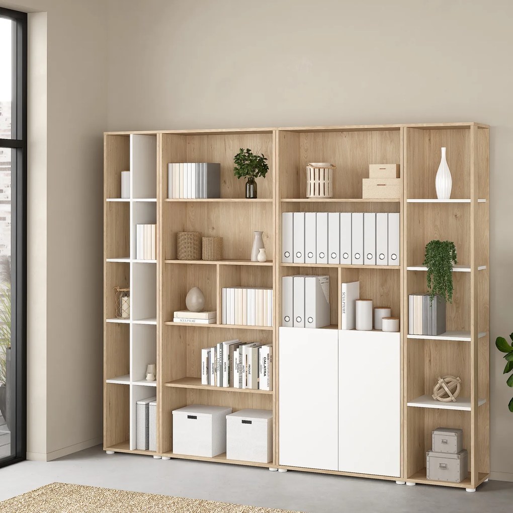 Dwudrzwiowy regał biurowy Sign 80 jackson hickory/biały mat