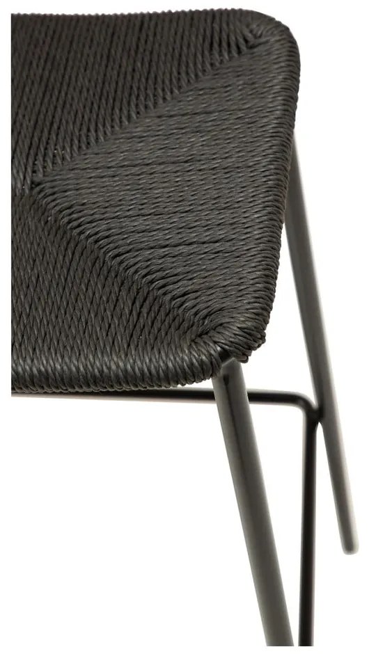 Czarny hoker ze stalowymi nogami DAN-FORM Stiletto, wys. 68 cm