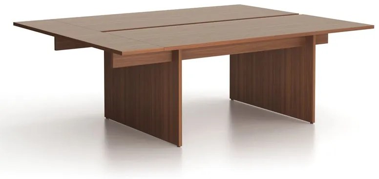 Biurko double SOLID + 1x rozszerzenie blatu, 210x165 cm, orzech