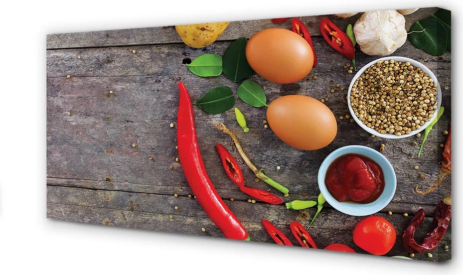 Obraz drukowany na płótnie Kompozycja z Jajkiem i Papryczką