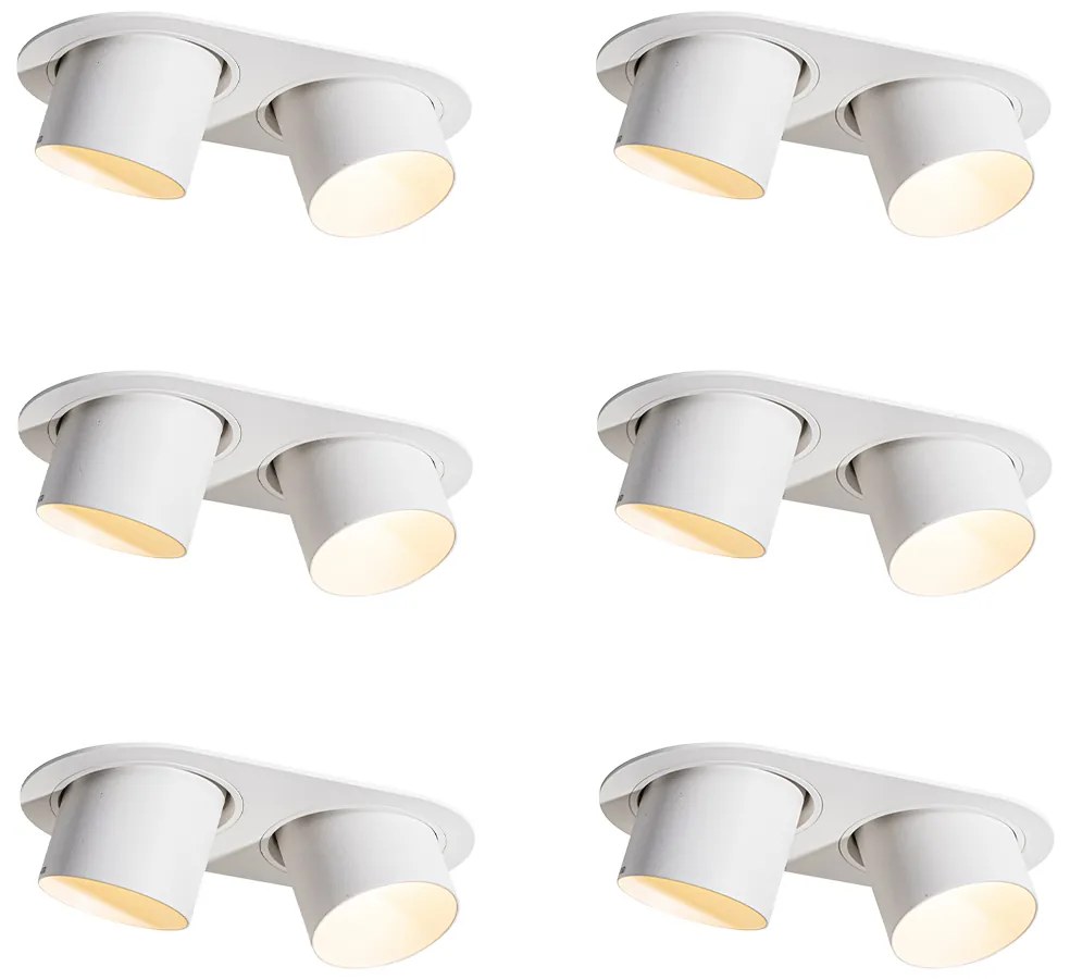 Set van 6 inbouwspots wit GU10 70mm kantelbaar 2-lichts - Installa Nowoczesny Oswietlenie wewnetrzne