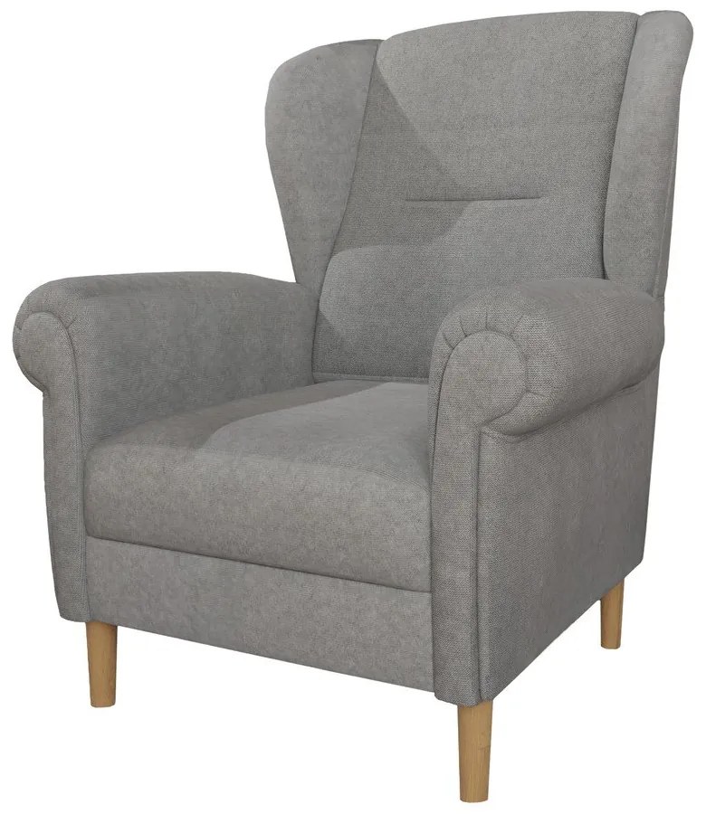 Jasnoszary fotel typu uszak Swan – Ropez