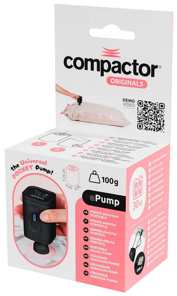 Compactor Elektryczna akumulatorowa pompapróżniowa z ładowaniem USB 30 W