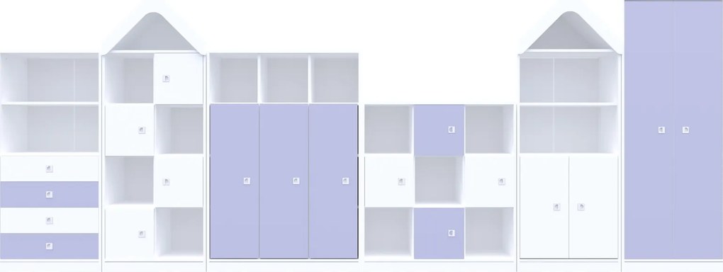Komplet mebli przedszkolnych Blox Colours 2, fronty pastelowe fioletowe