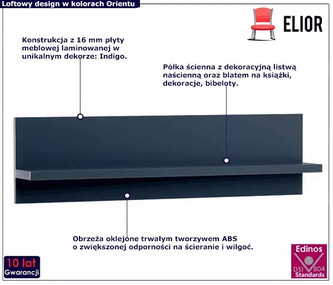Półka ścienna w dekorze indigo W8-K15
