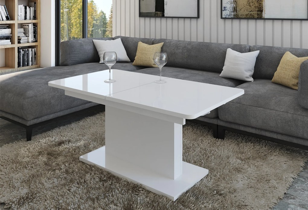 Stół METRON 70 cm do Salonu Jadalni, Rozkładany, Prostokątny, Biały