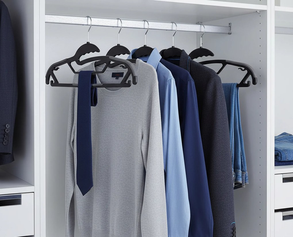 Zestaw wieszaków z antypoślizgową nakładką SOFTY 20 szt. czarno-szare