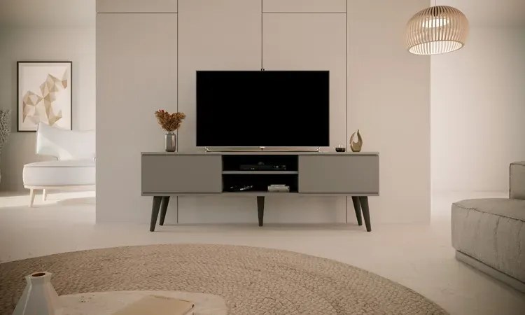 Szara szafka RTV na nóżkach - Dubby 5X 160 cm