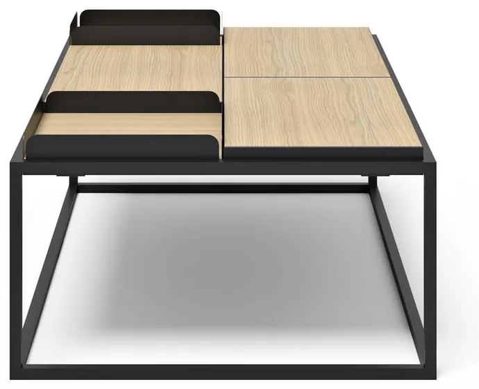 Czarny stolik z blatem w dekorze dębu 75x120 cm Douro – TemaHome