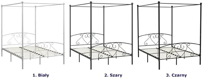 Szare metalowe łóżko z baldachimem 160x200 cm E0-P12