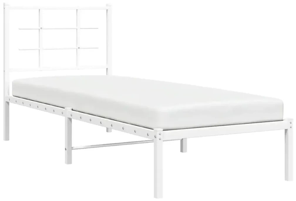 Białe metalowe łóżko pojedyncze 80x200 cm - Laxo