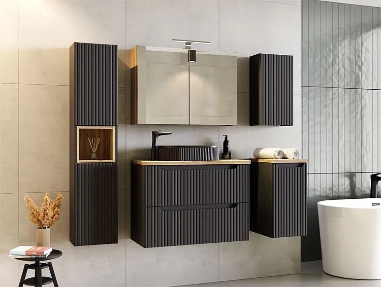 Szafka łazienkowa pod umywalkę w kolorze czarnym C4-S23