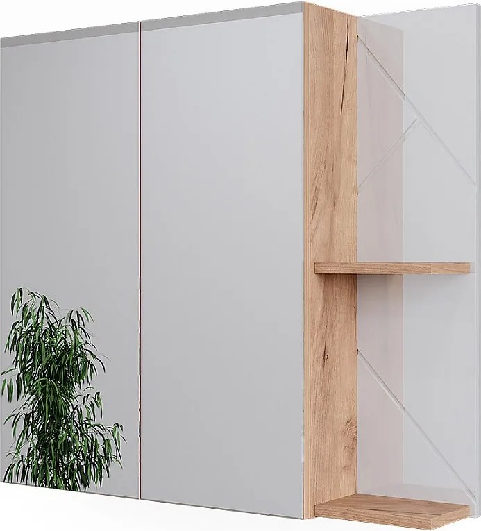 Szafka łazienkowa z lustrem biały wysoki połysk 80x17.2x75 irma